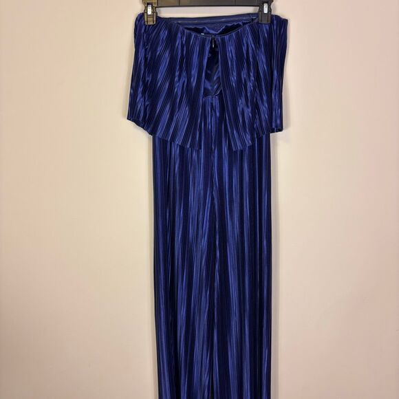 New Amanda Uprichard Blue Collina Strapless Pleated Jumpsuit XS - Picture 5 of 8